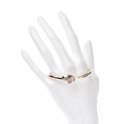 Bulgari 18K Rose Gold Diamond Rubellite Serpenti Seduttori Bangle Bracelet S 2 of 6