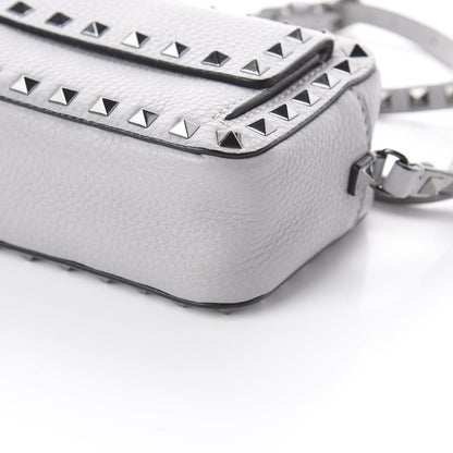 Valentino Garavani Grained Calfskin Small Rockstud Flap Pocket Camera Crossbody Bag Pastel Grey 6 of 8