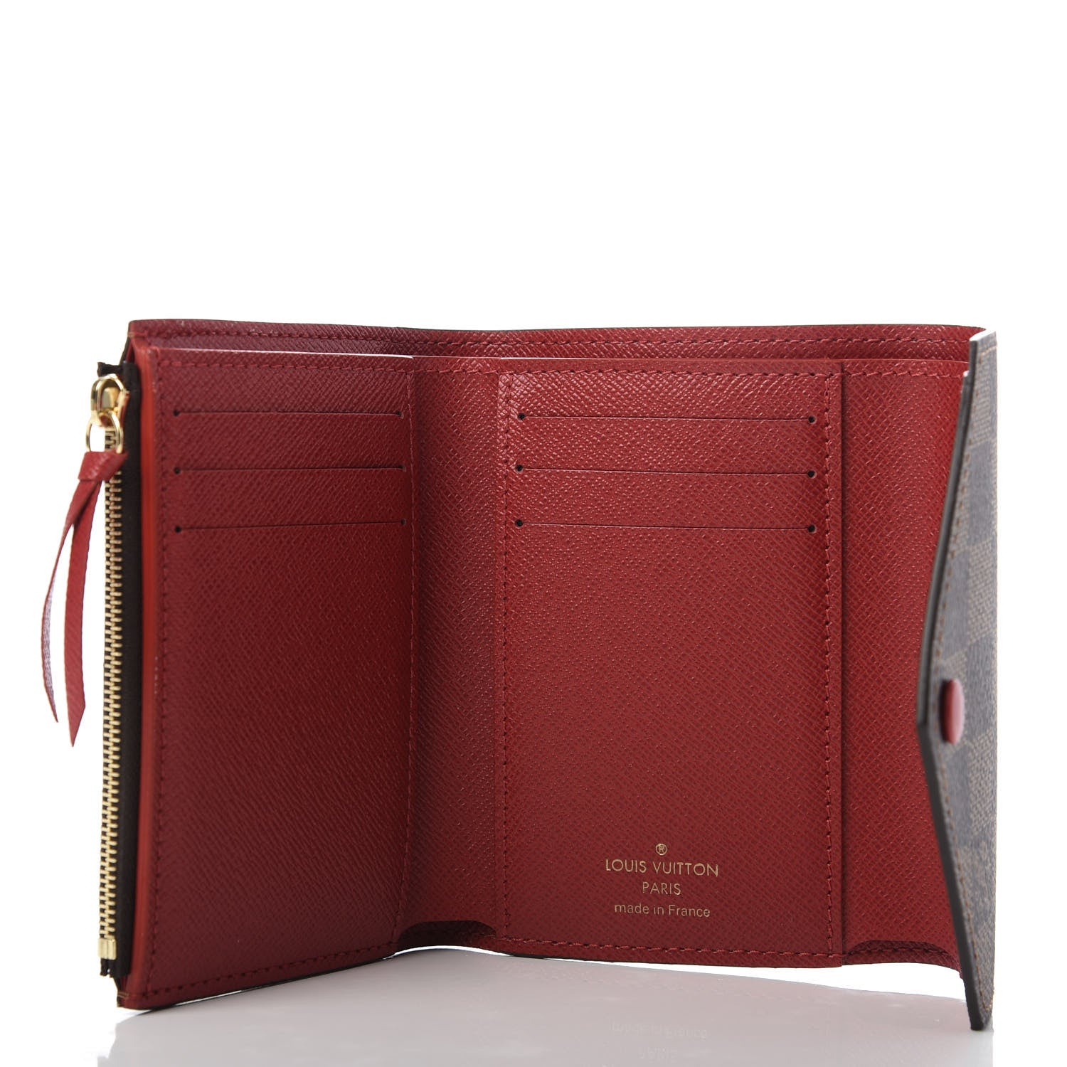 Louis Vuitton Damier Ebene Victorine Wallet Red 5 of 8