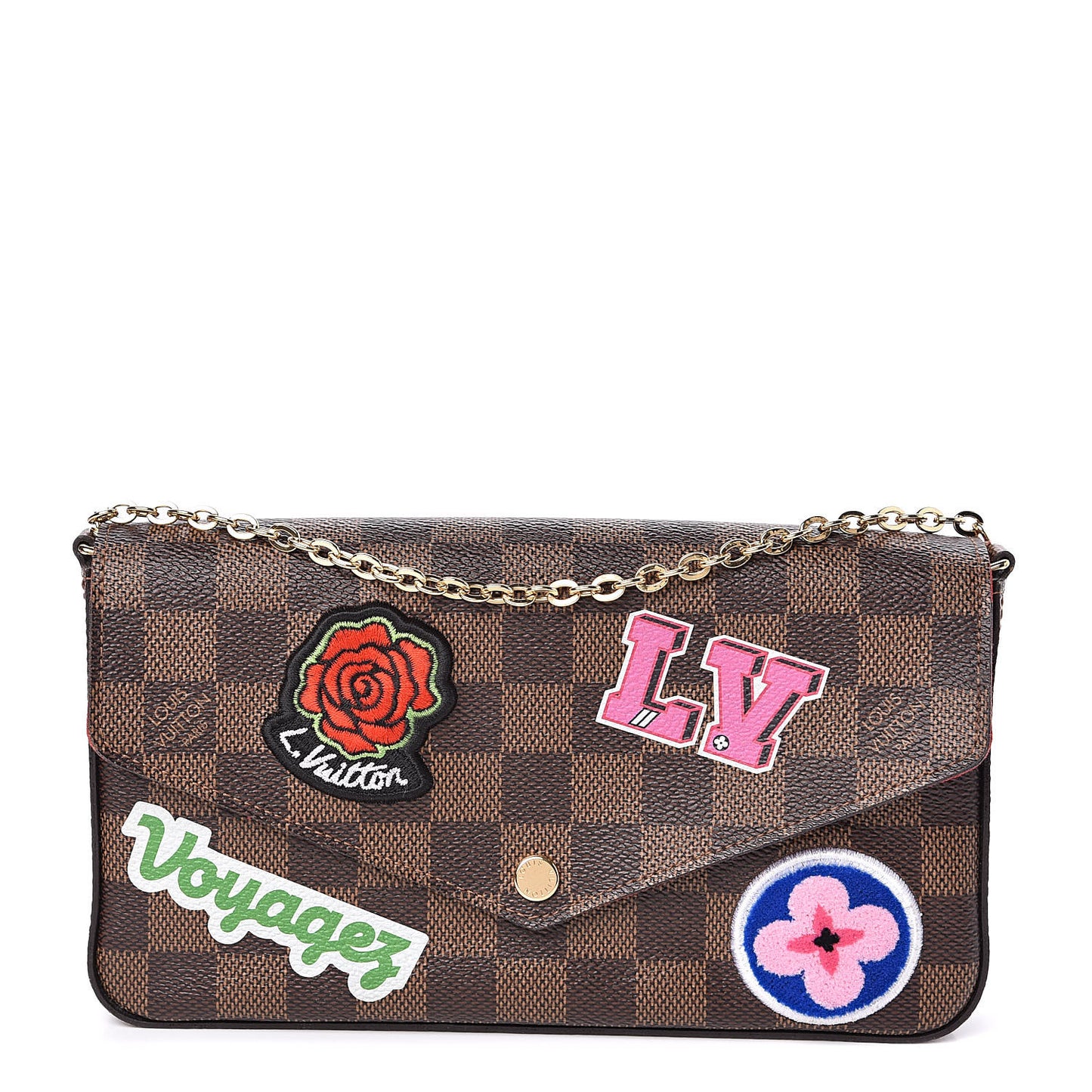 Damier Ebene LV Stories Pochette Felicie Chain Wallet