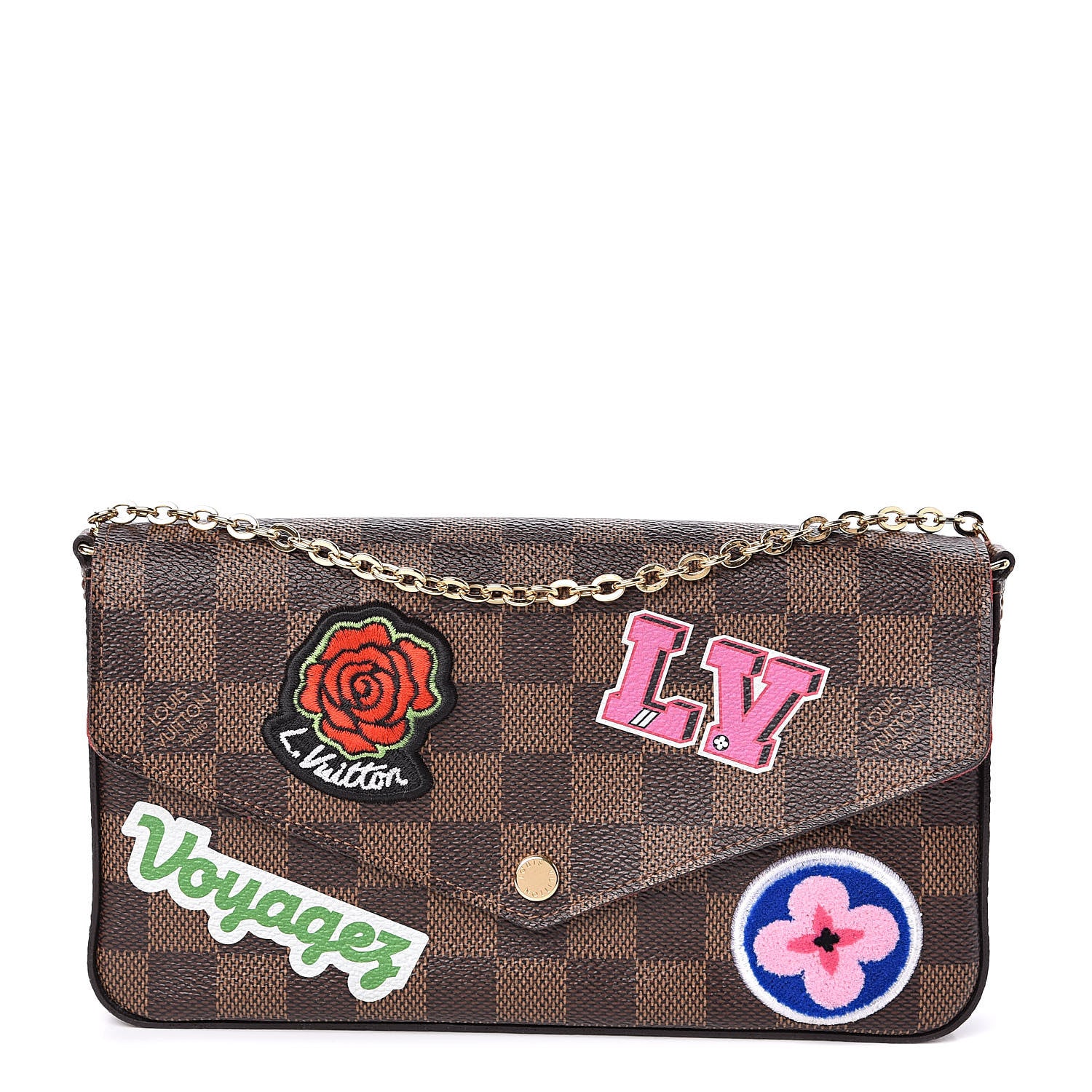Louis Vuitton Damier Ebene LV Stories Pochette Felicie Chain Wallet 1 of 12