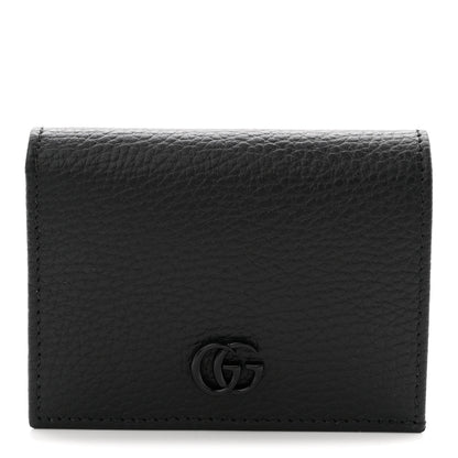 Gucci Dollar Calfskin Enamel Monochrome GG Marmont Card Case Black 1 of 7