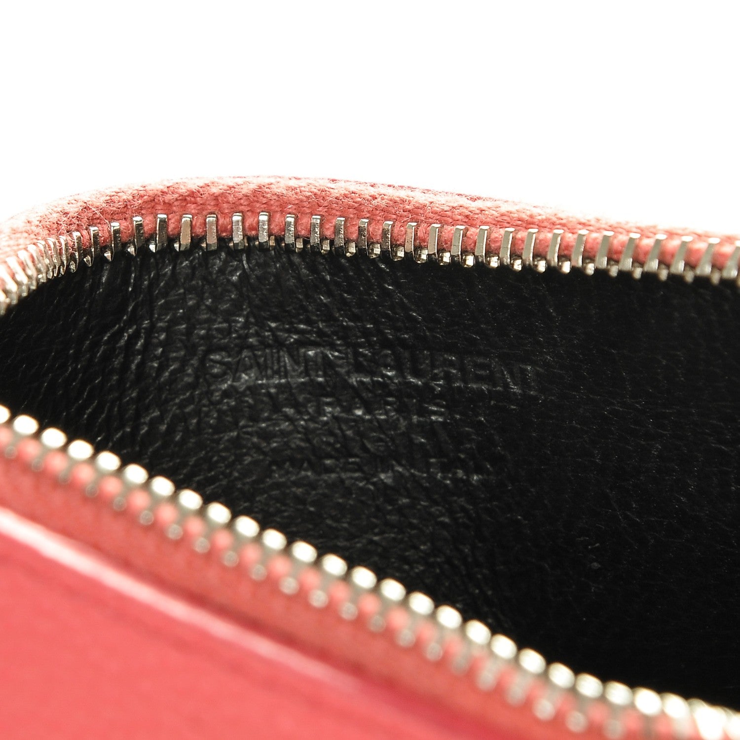 Saint Laurent Grained Calfskin 5 Fragments Zip Pouch Card Holder Rose Clair 6 of 7