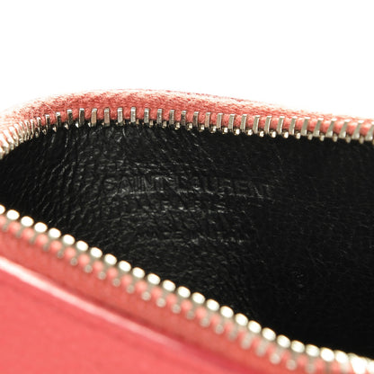 Saint Laurent Grained Calfskin 5 Fragments Zip Pouch Card Holder Rose Clair 6 of 7