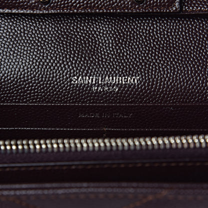 Saint Laurent Grain De Poudre Matelasse Chevron Monogram Chain Wallet Dark Brown 6 of 11
