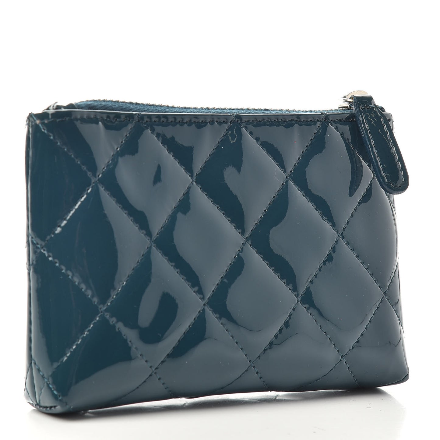Patent Quilted Key Pouch Blue