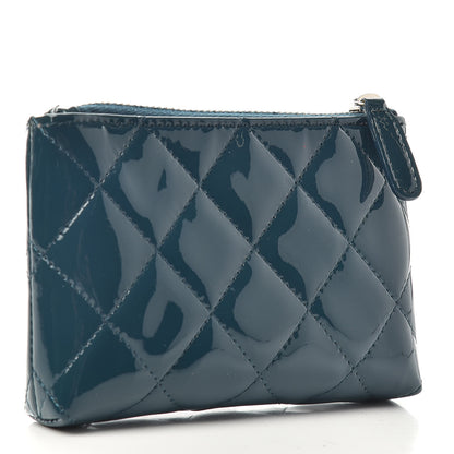 Chanel Patent Quilted Key Pouch Blue 3 of 7