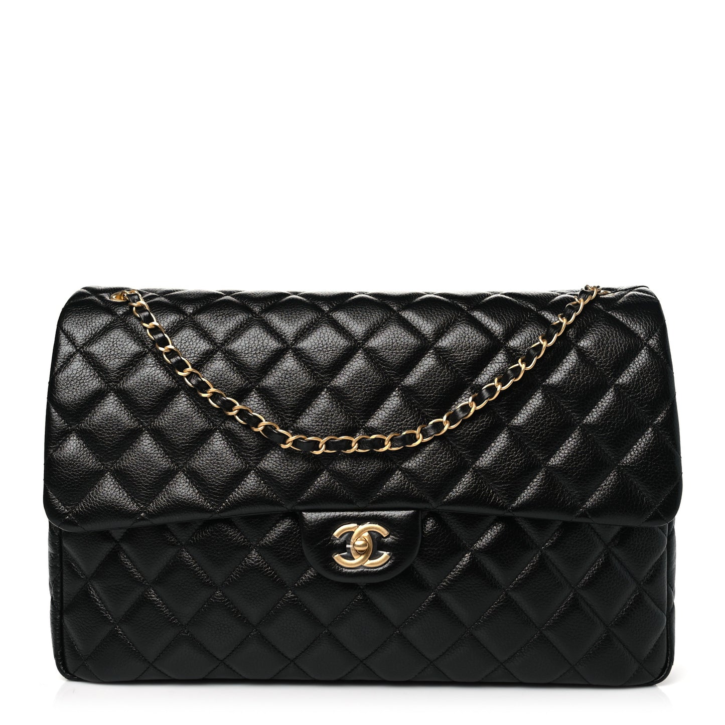 Caviar Quilted XXL Travel Flap Bag Black