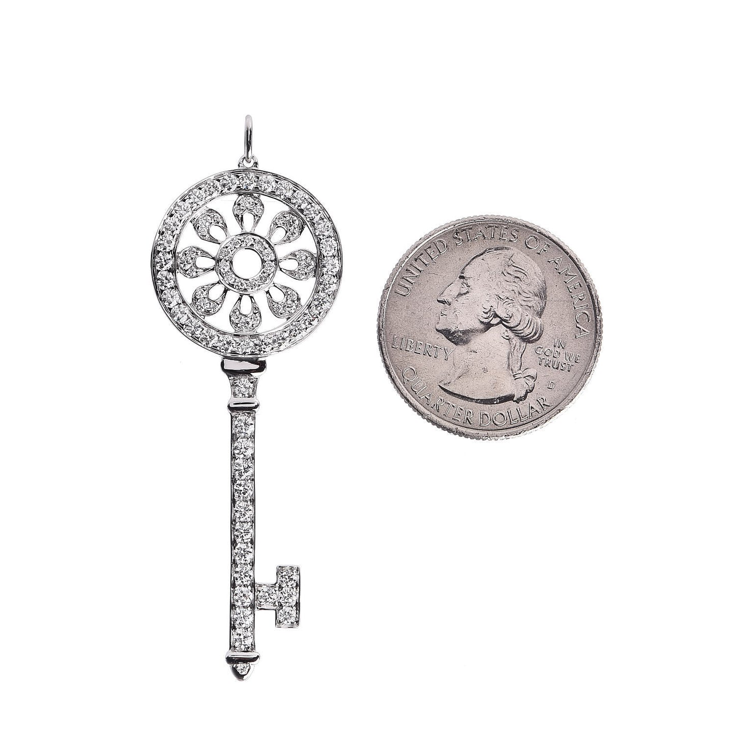 Platinum Diamond Petals Key Pendant