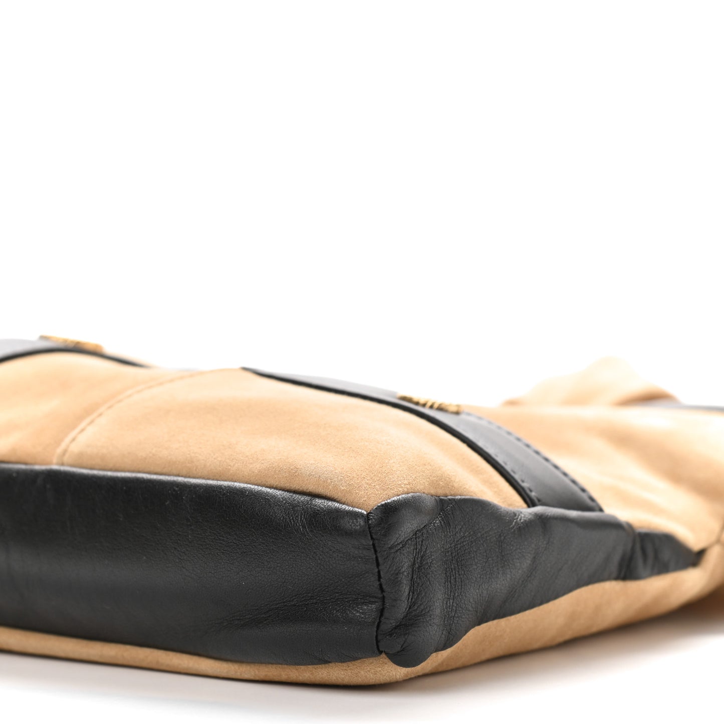 Suede Lambskin Small Girl Bag Beige Black
