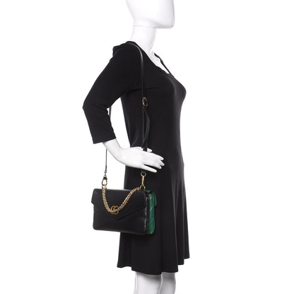 Gucci Calfskin Diagonal GG Medium Thiara Double Envelope Shoulder Bag Emerald Green Black 2 of 11
