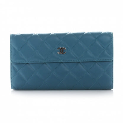 Chanel Lambskin Quilted Long Flap Wallet Turquoise 1 of 8