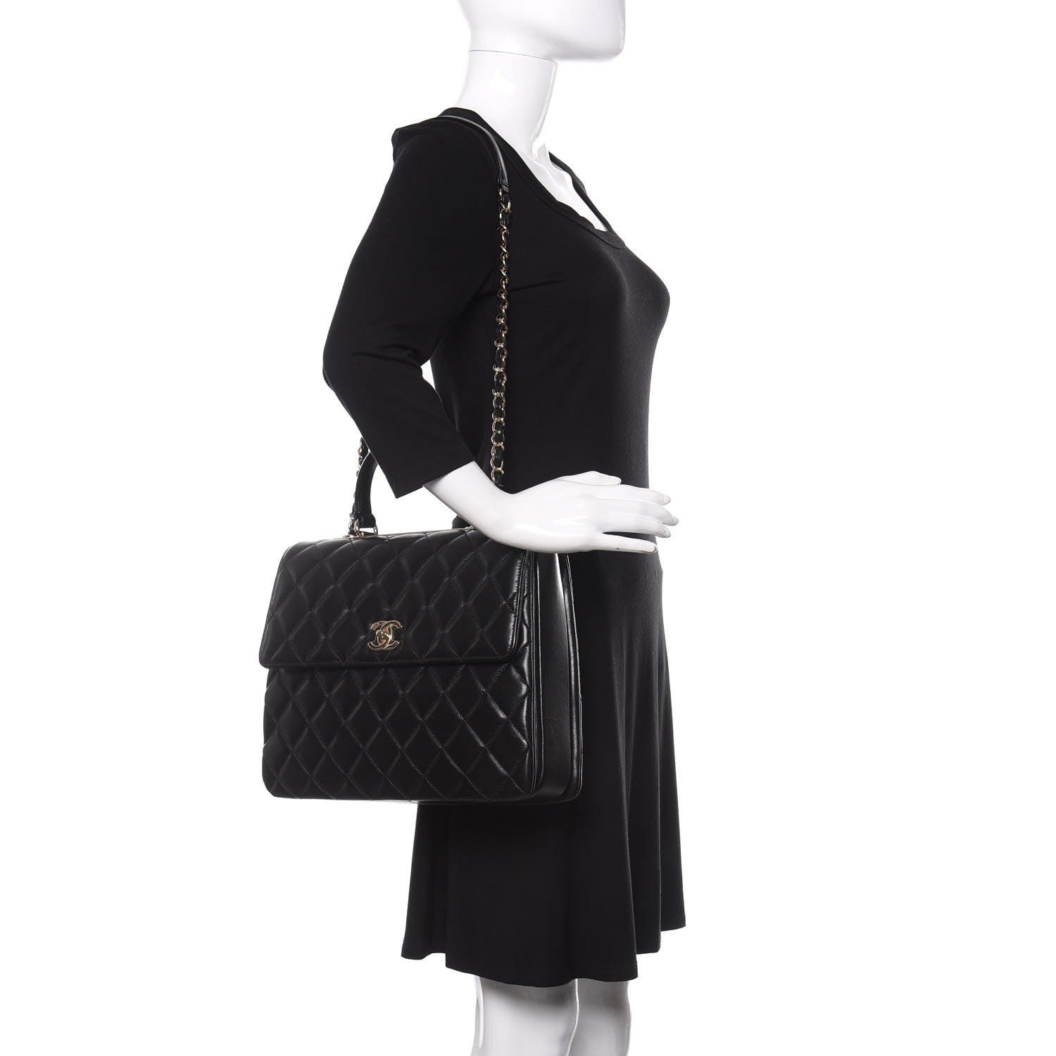Chanel Lambskin Quilted Large Trendy CC Dual Handle Flap Bag Black 2 of 15
