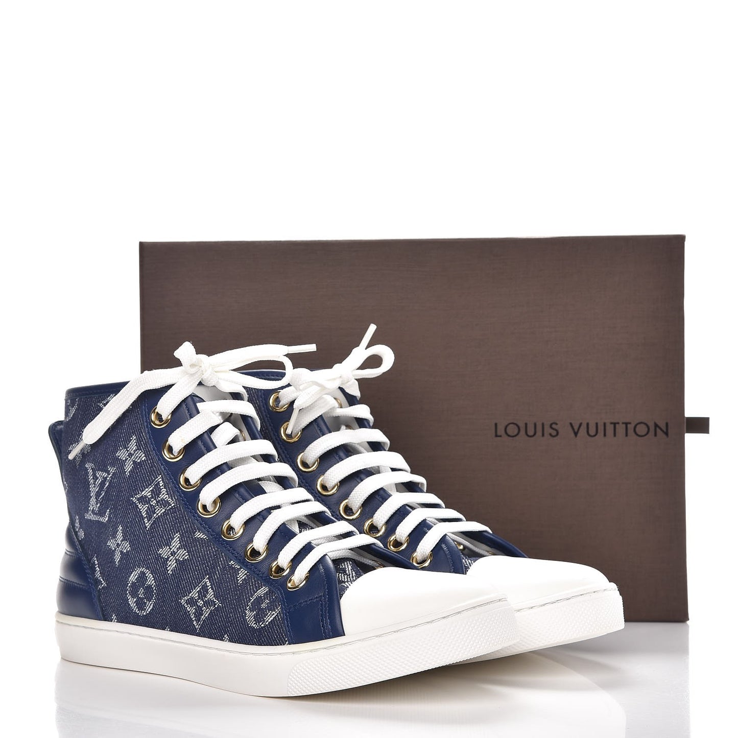 Monogram Denim Punchy Sneakers 35.5 Blue