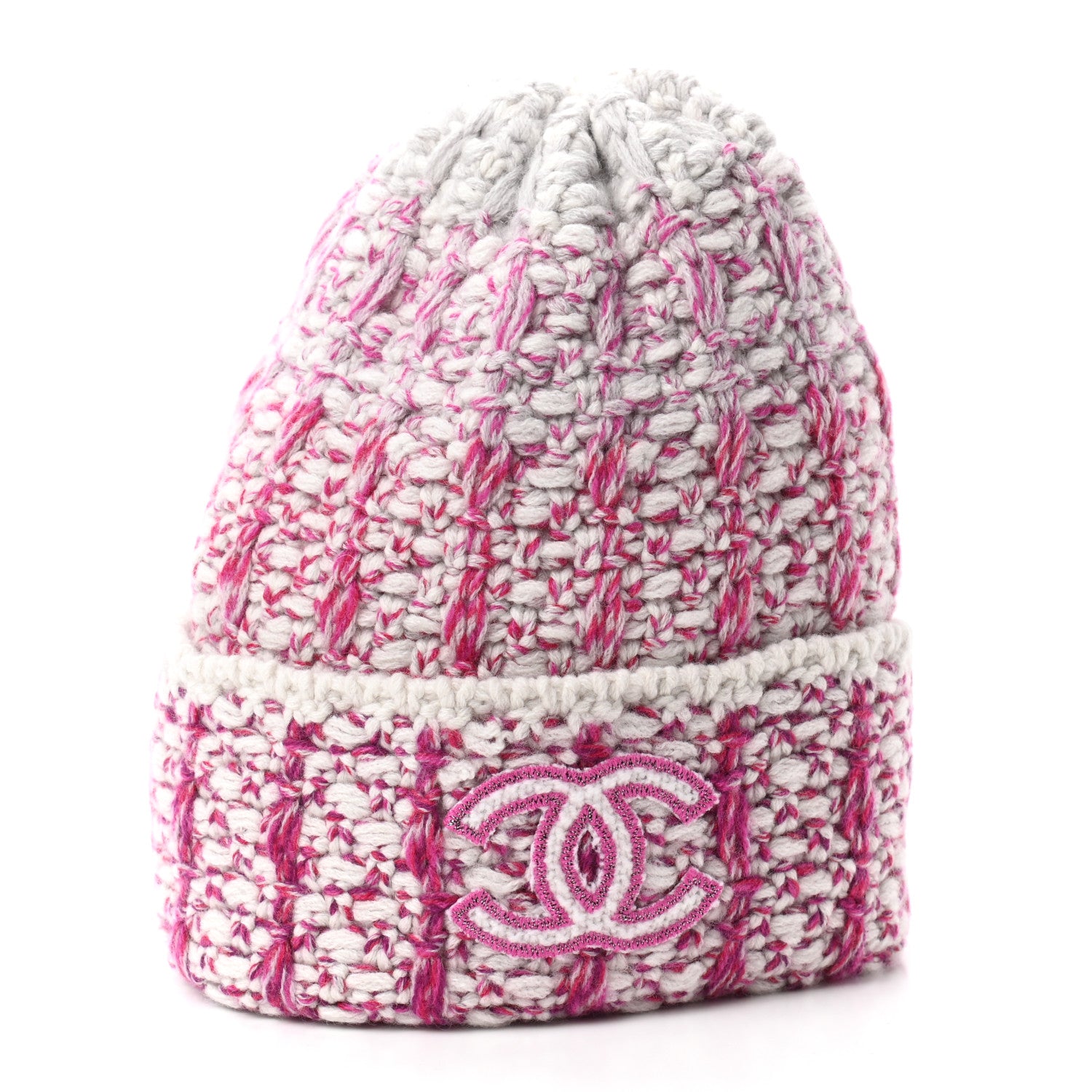 Chanel Cashmere Logo Beanie Hat Light Beige Dark Pink Light Pink 3 of 7