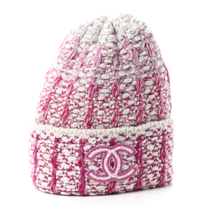 Chanel Cashmere Logo Beanie Hat Light Beige Dark Pink Light Pink 3 of 7