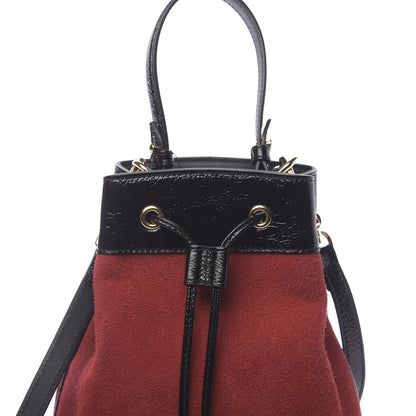 Gucci Suede Patent Web Small Ophidia Bucket Bag Hibiscus Red Black 8 of 10