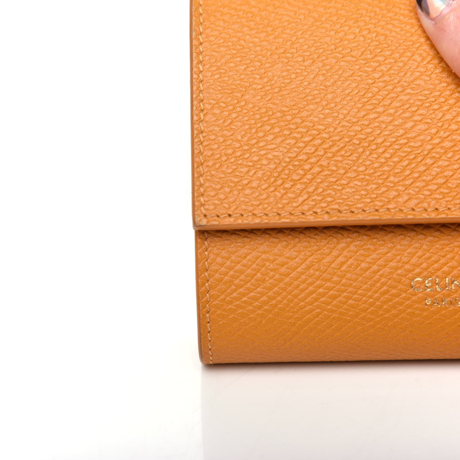 Celine Grained Calfskin Small Multifunction Folded Wallet Safron 10 of 10