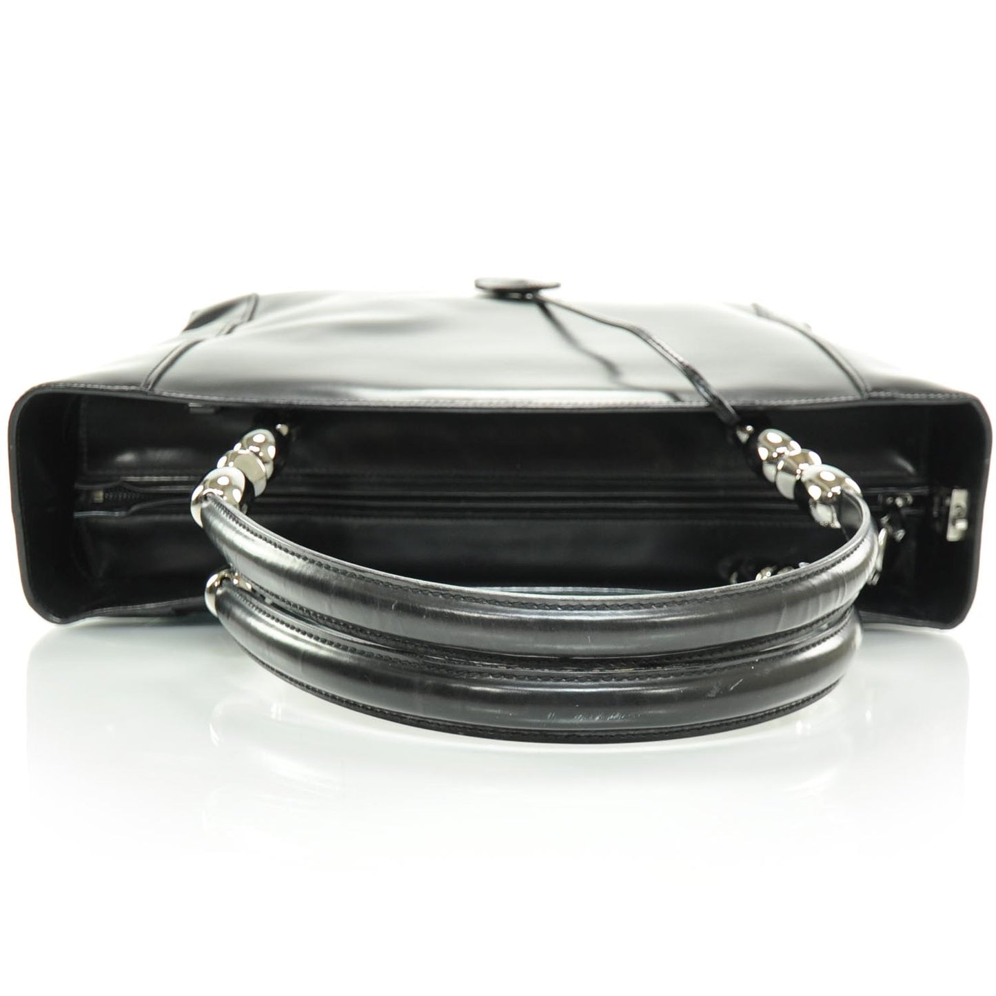 Leather Chrome Beaded Large Tote
