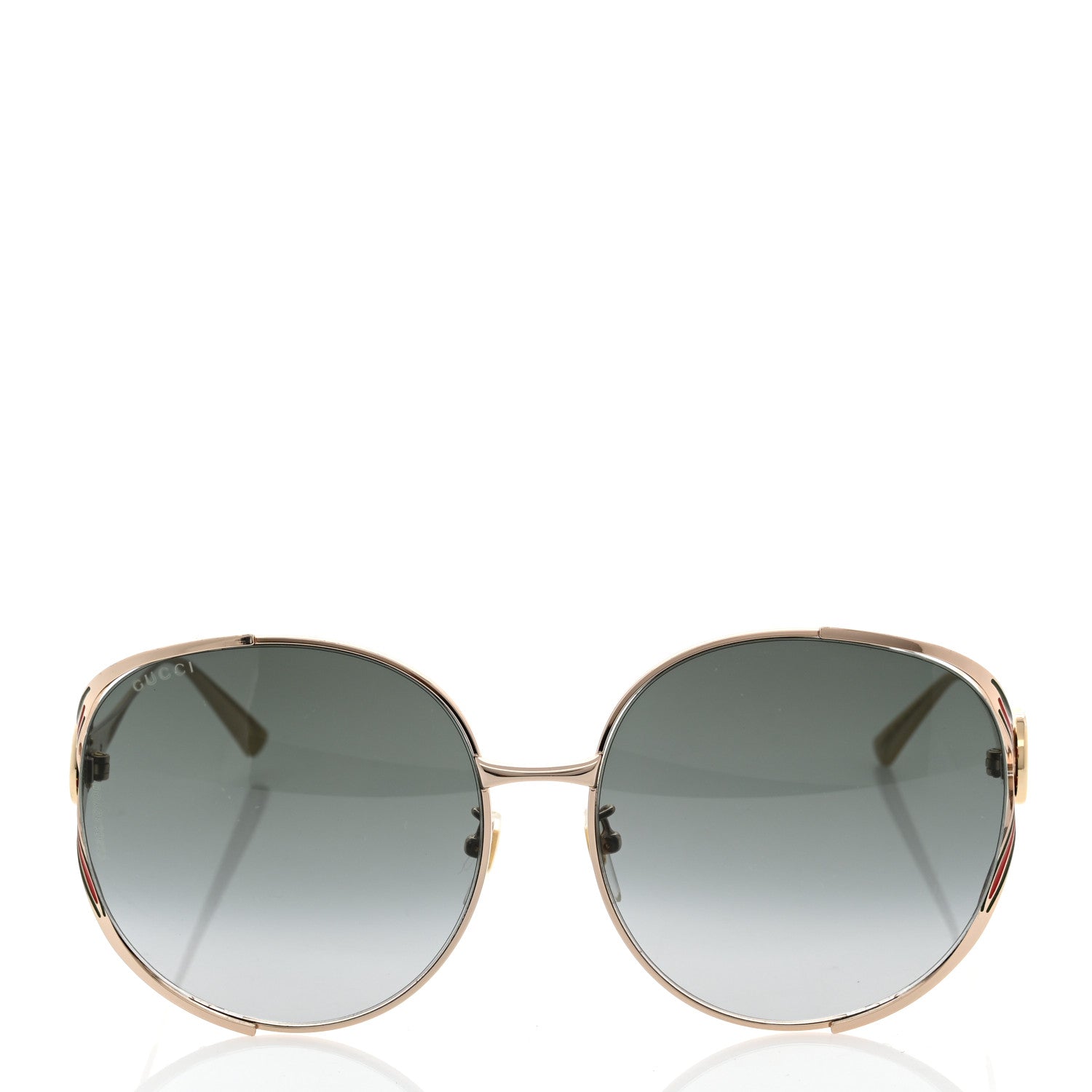 Gucci Metal Oversized Round Frame GG0225S Sunglasses Gold 2 of 6