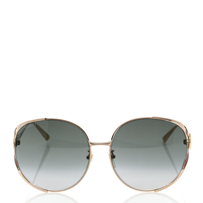Gucci Metal Oversized Round Frame GG0225S Sunglasses Gold 2 of 6
