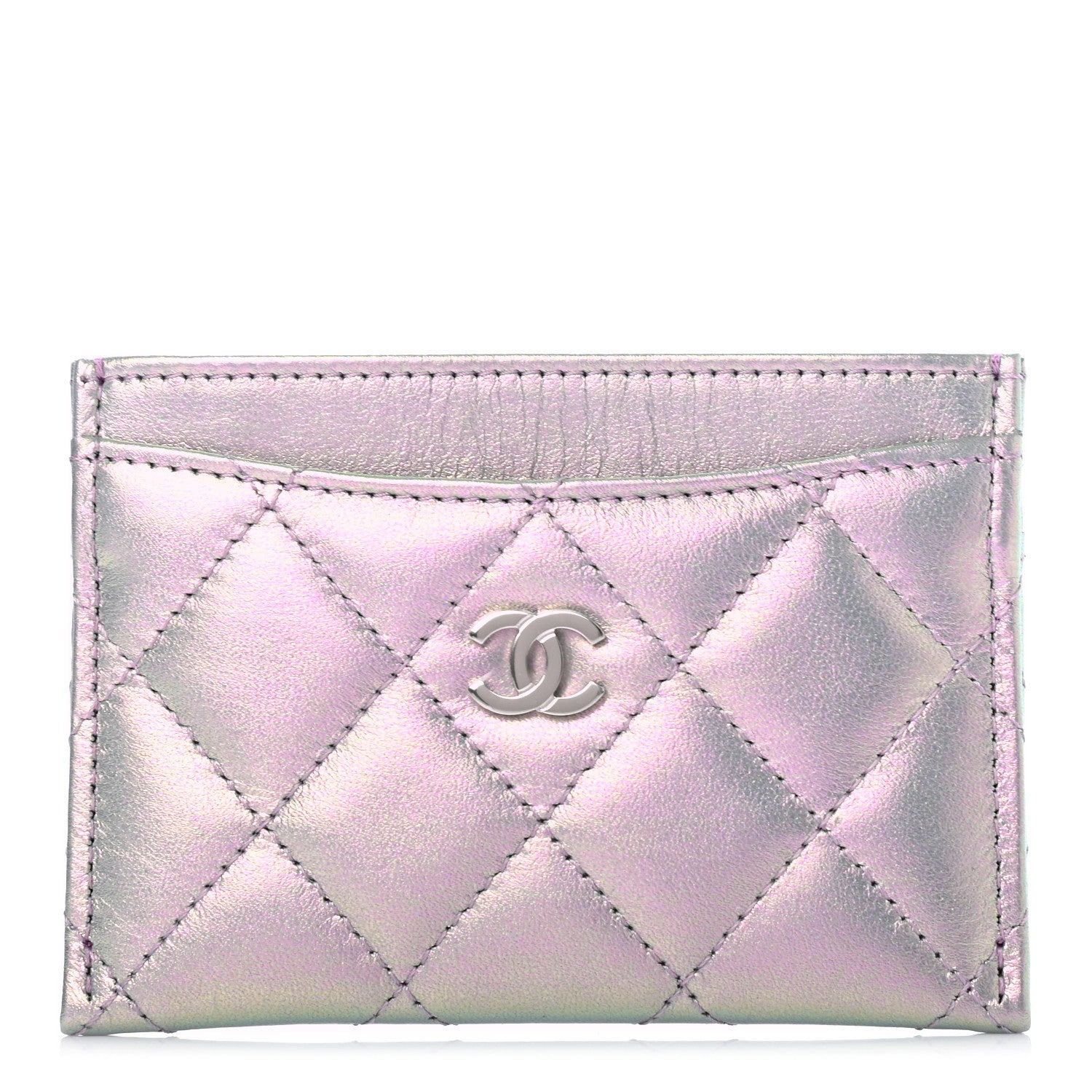 Chanel Iridescent Calfskin Quilted Card Holder Light Purple 1 of 8