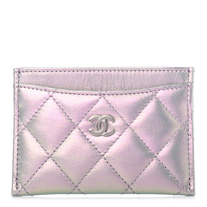 Chanel Iridescent Calfskin Quilted Card Holder Light Purple 1 of 8