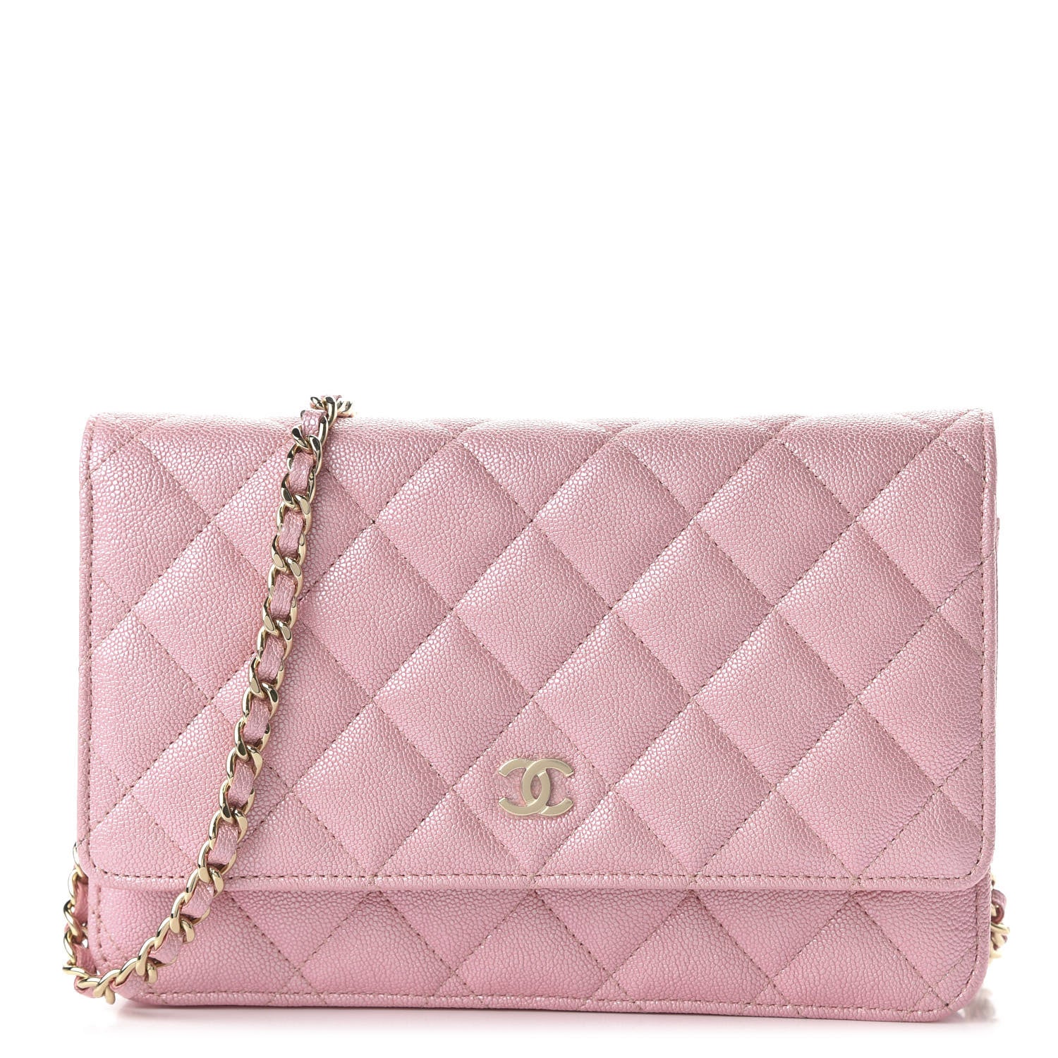 Chanel Iridescent Caviar Quilted Wallet on Chain WOC Rose Pink 1 of 11