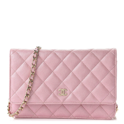 Chanel Iridescent Caviar Quilted Wallet on Chain WOC Rose Pink 1 of 11