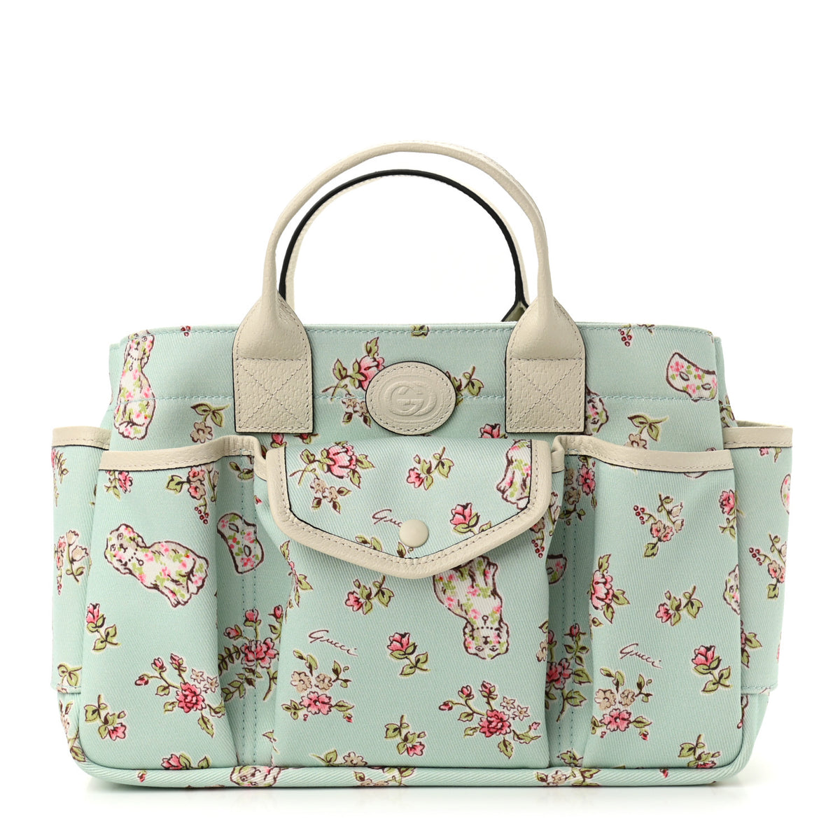 Canvas Floral Childrens Tote Light Blue