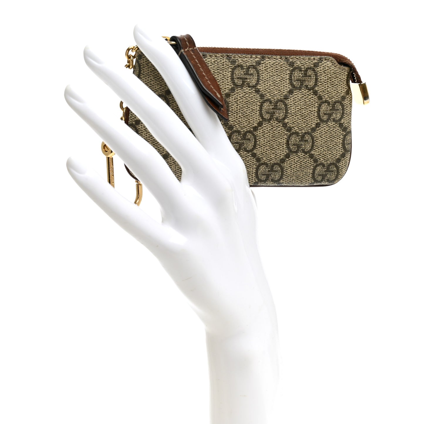 GG Supreme Monogram Key Case Beige Ebony Cuir