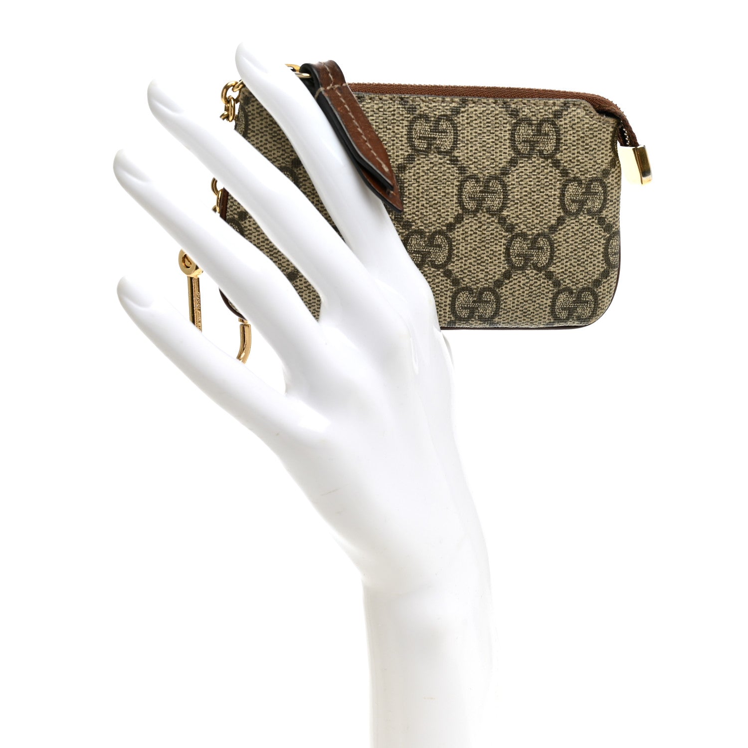 Gucci GG Supreme Monogram Key Case Beige Ebony Cuir 2 of 9