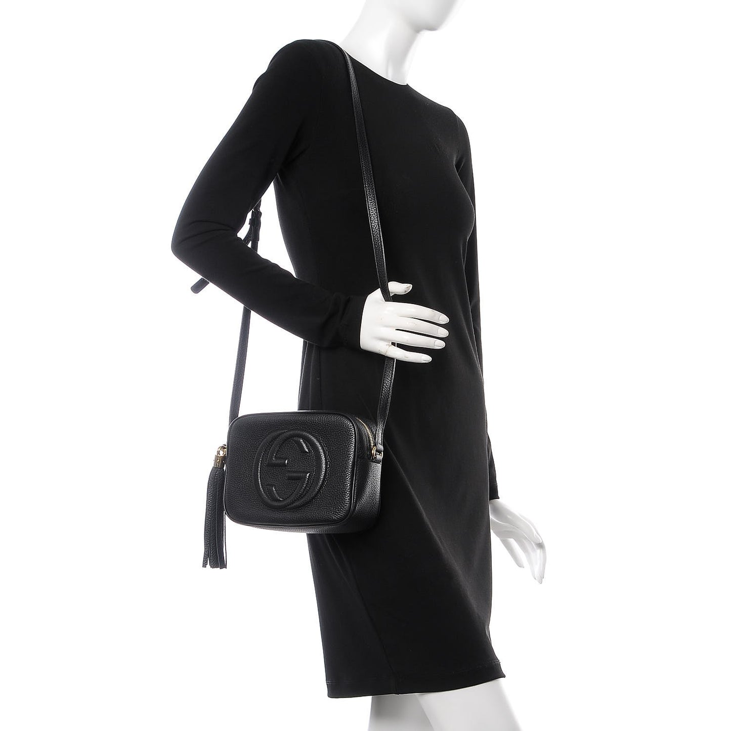 Pebbled Calfskin Small Soho Disco Bag Black