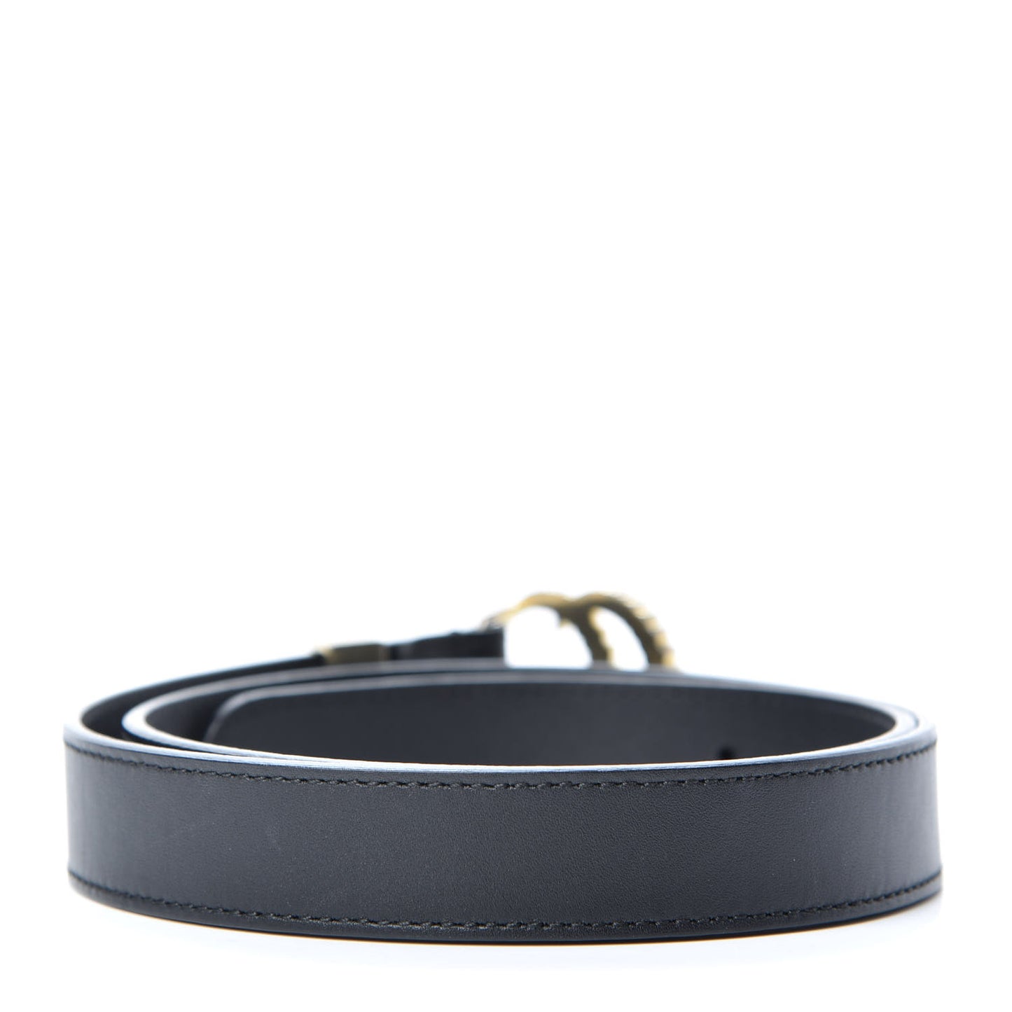 Moon Calfskin Torchon Double G 25mm Belt 75 30 Black