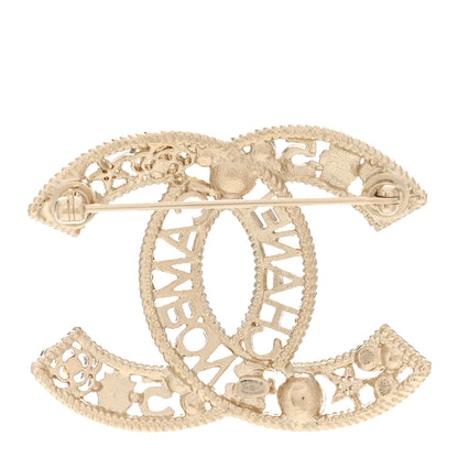 Chanel Crystal Pearl Chanel Charms CC Logo Brooch Gold 3 of 5