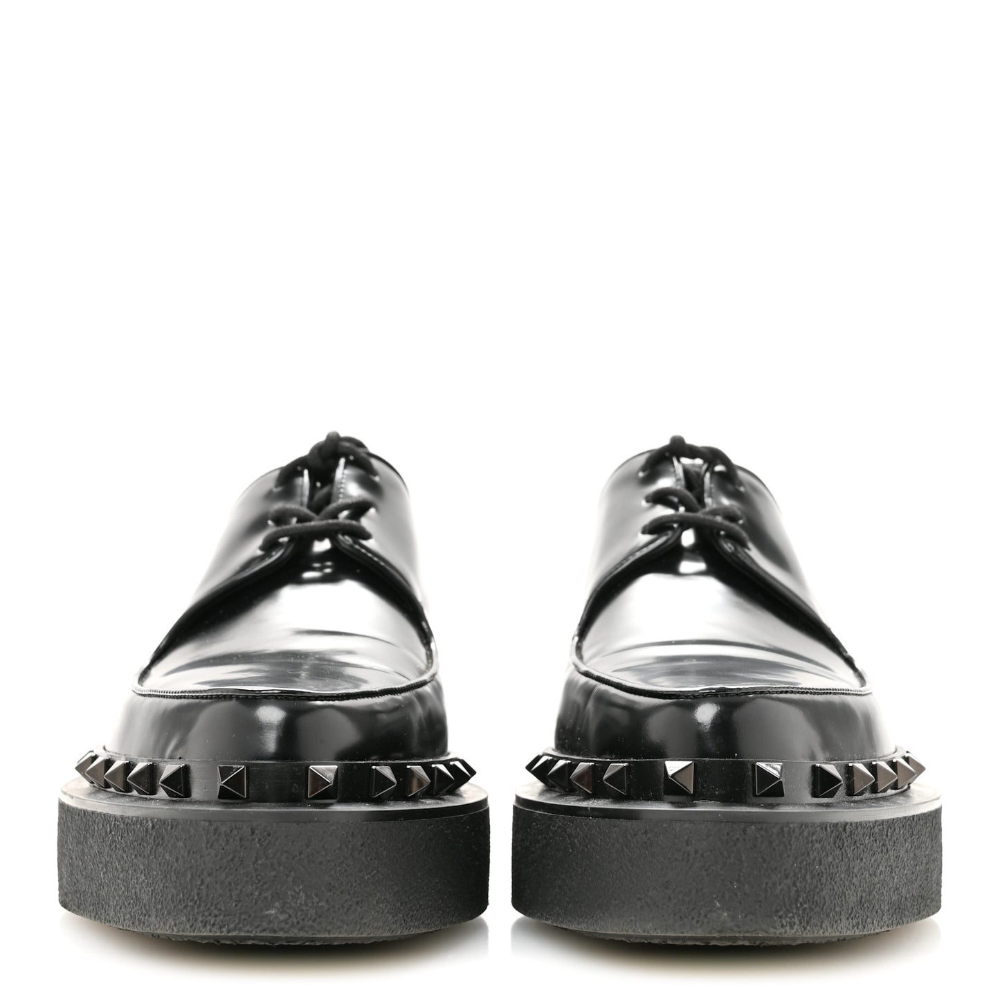 Calfskin Rockstud Womens M-Way Derby Loafers 39.5 Black