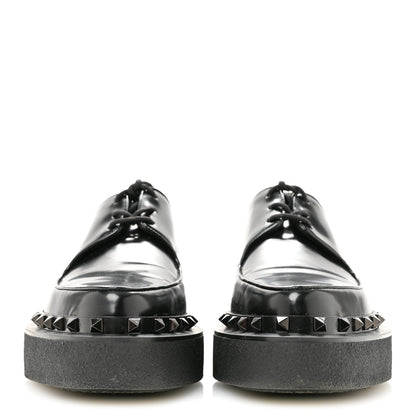 Valentino Garavani Calfskin Rockstud Womens M-Way Derby Loafers 39.5 Black 3 of 10