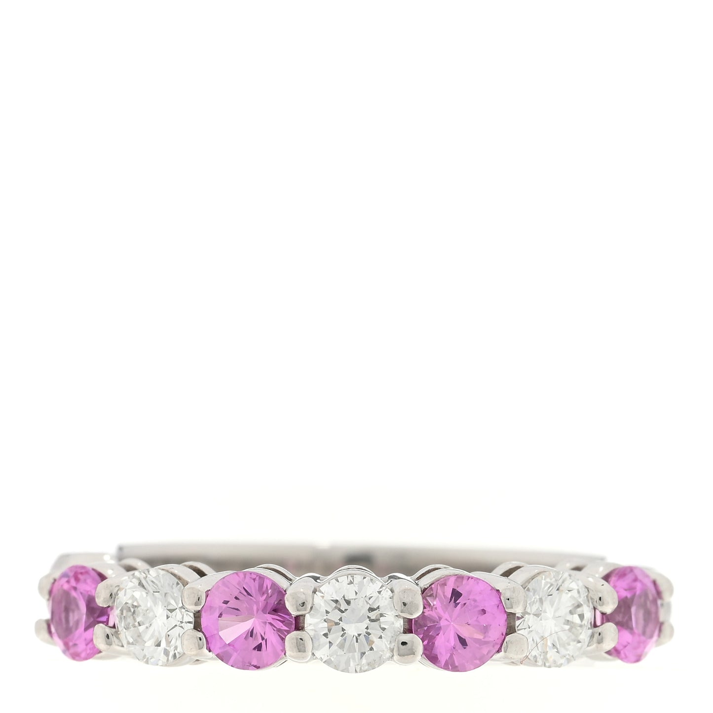 Platinum Diamond Pink Sapphire 3mm Embrace Half Circle Ring 53 6.25