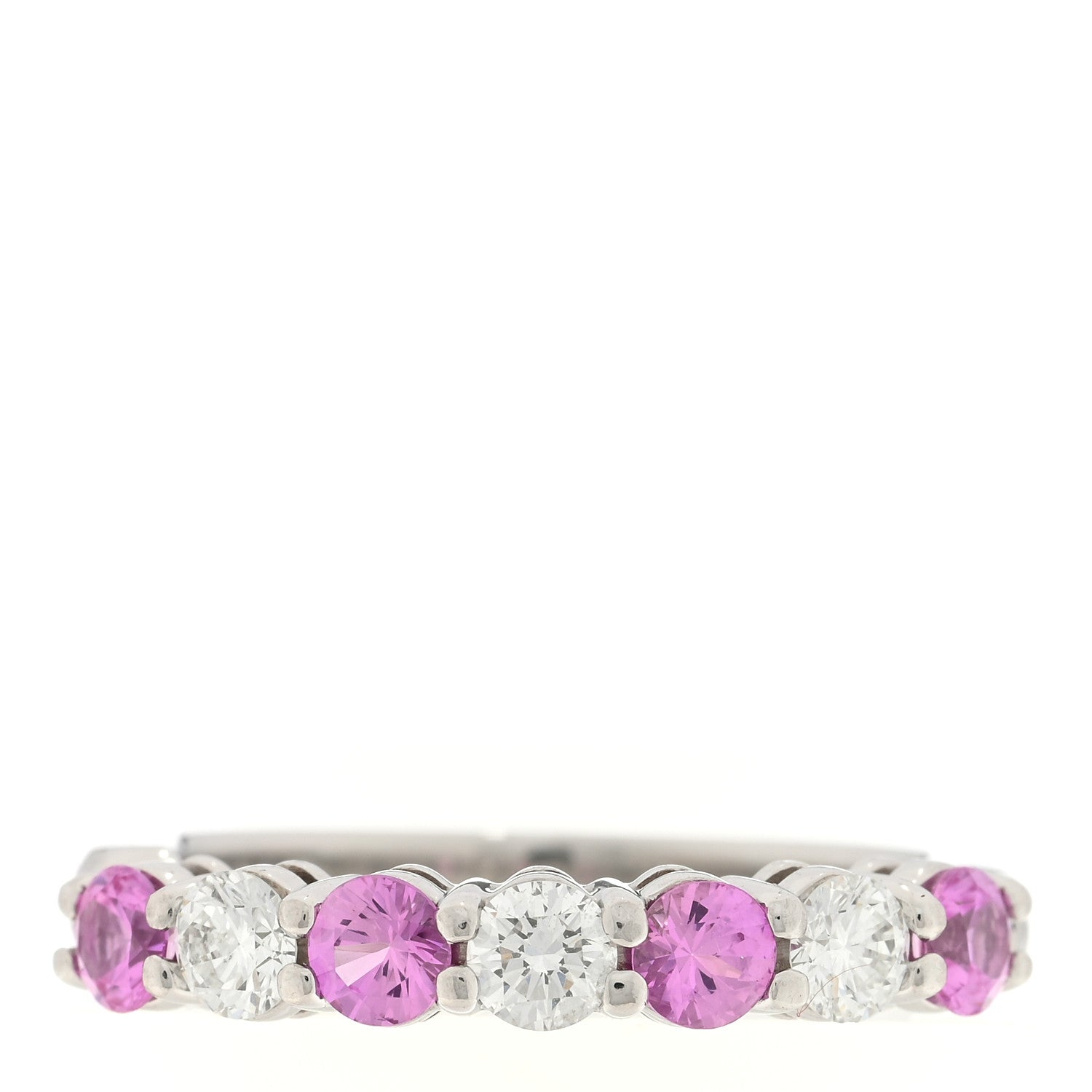 Tiffany Platinum Diamond Pink Sapphire 3mm Embrace Half Circle Ring 53 6.25 1 of 5