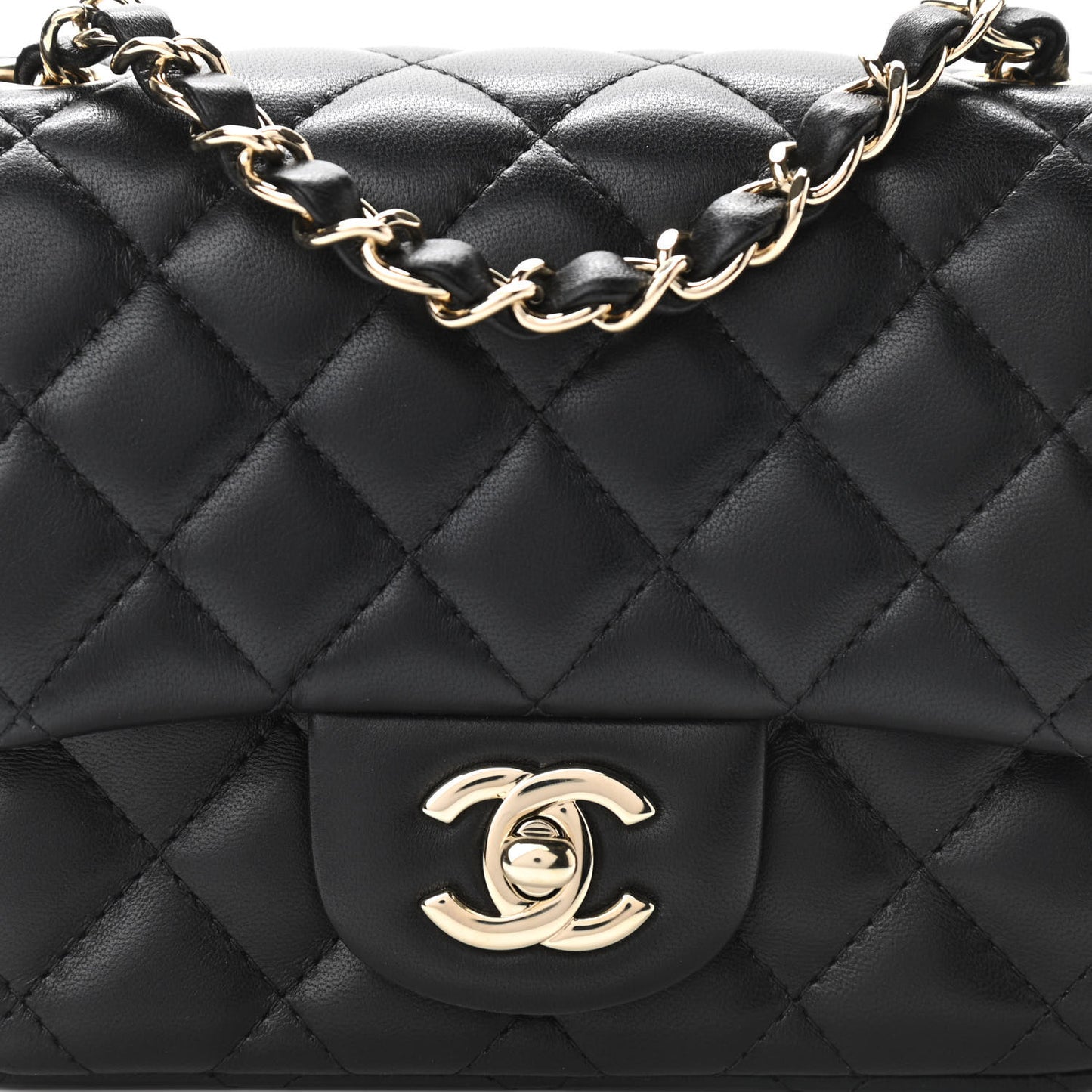 Lambskin Quilted Mini Square Flap Black