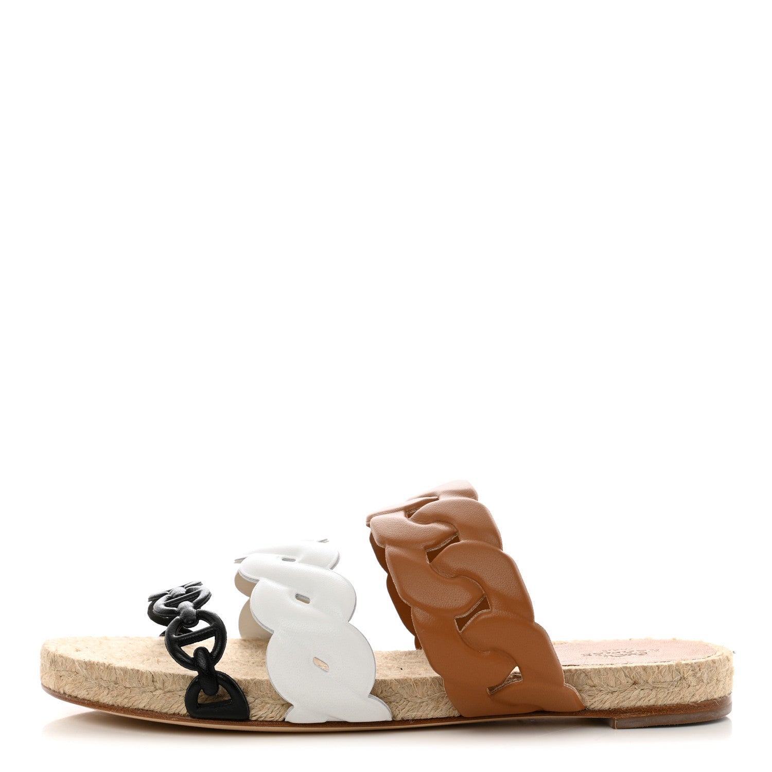 Hermes Nappa Gwen Espadrille Sandals 36 White Naturel Black 1 of 8