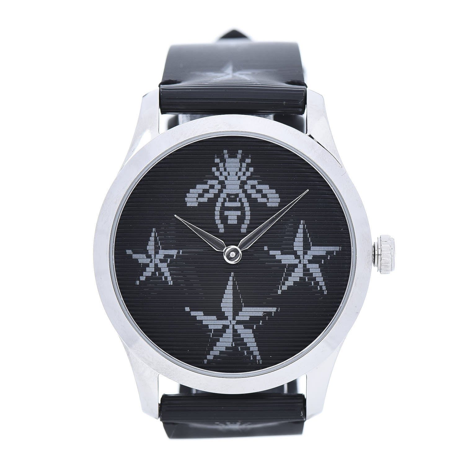 Gucci Stainless Steel Calfskin 38mm G-Timeless Bee Star Hologram Quartz Watch Black 1 of 8