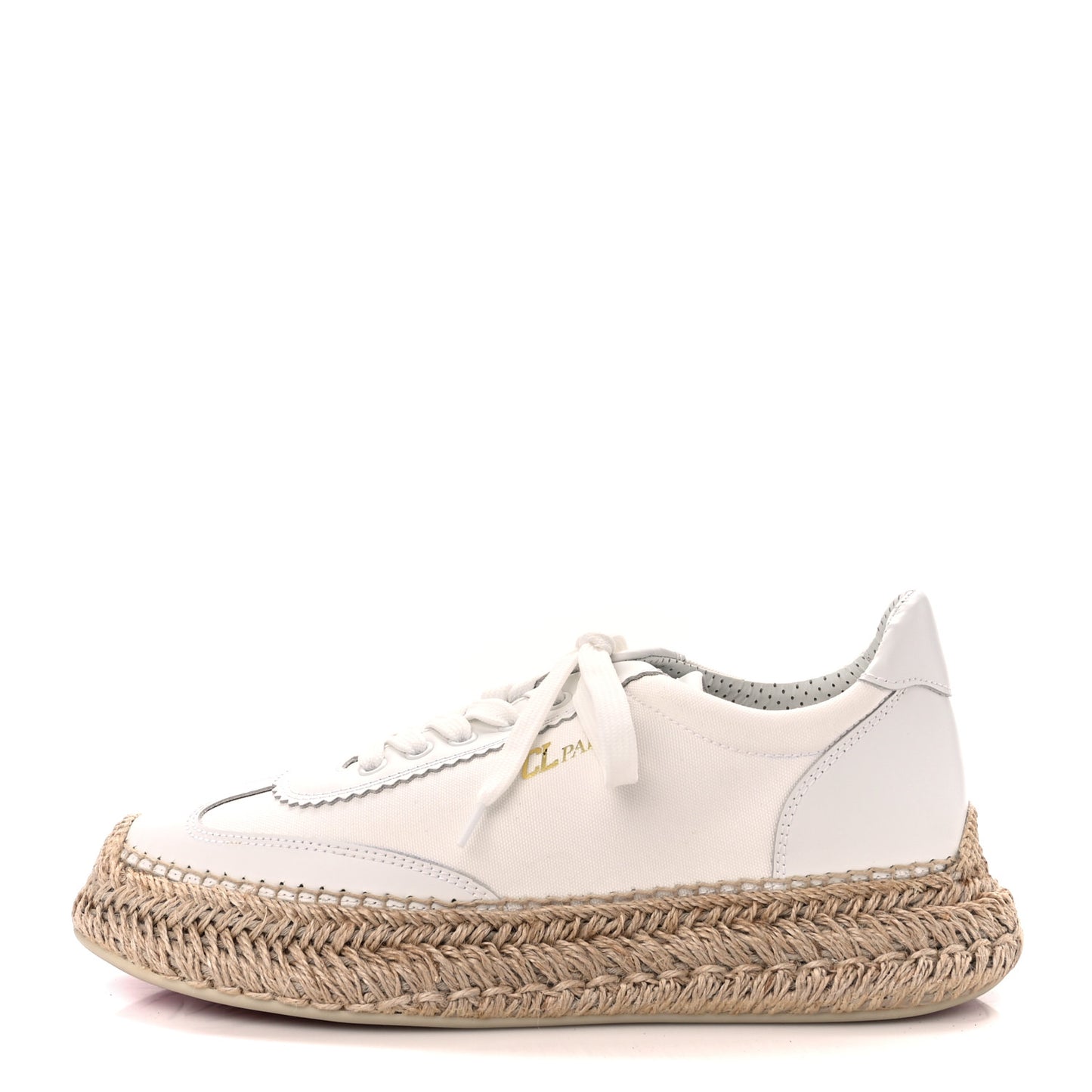 Toile Calfskin Espasneak Flat Sneaker 41 Ivory