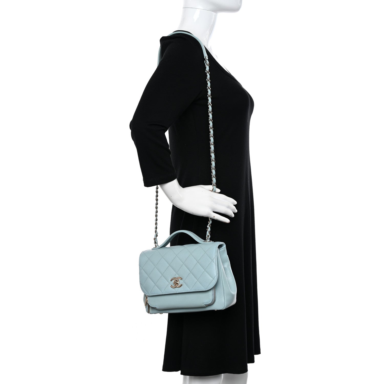 Chanel Caviar Quilted Medium Business Affinity Flap Light Blue 2 of 11