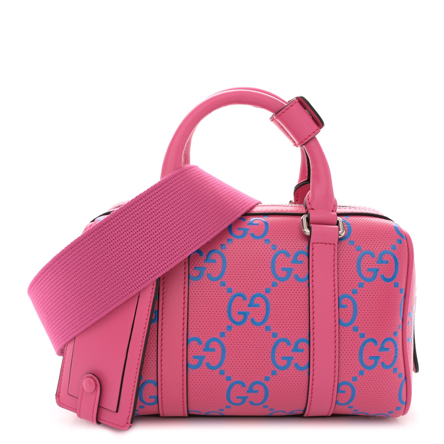 Gucci Calfskin GG Tennis Bi-Color Embossed Mini Duffle Bag Modern Fucsia Modern Blue 1 of 10