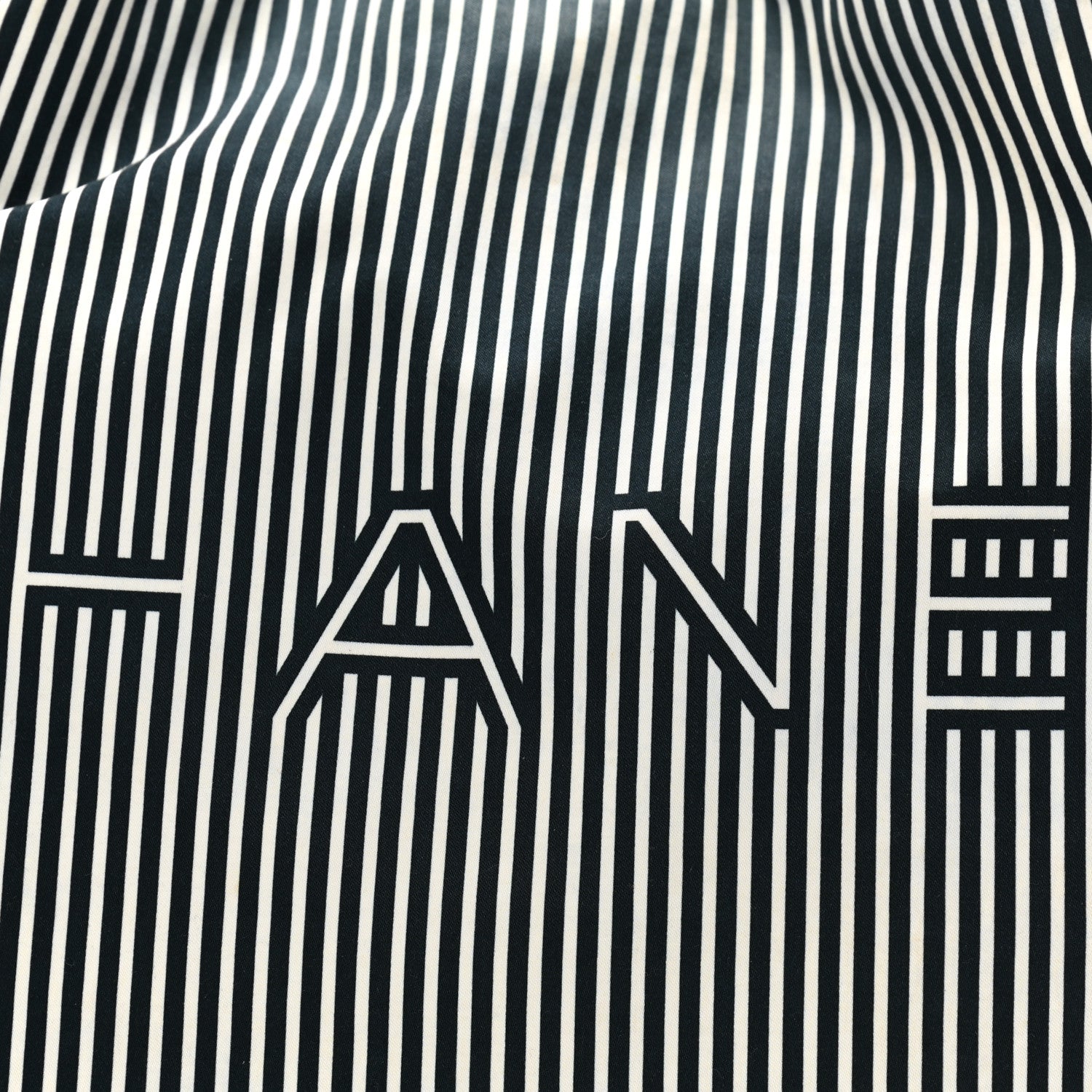 Chanel Striped Canvas Logo Tote Black 8 of 10