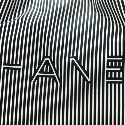Chanel Striped Canvas Logo Tote Black 8 of 10