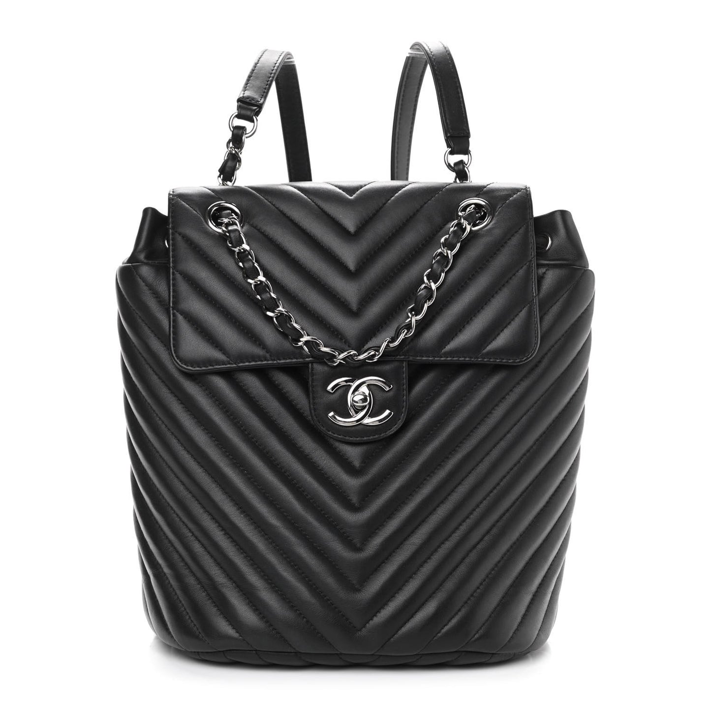 Calfskin Chevron Quilted Small Urban Spirit Backpack Black