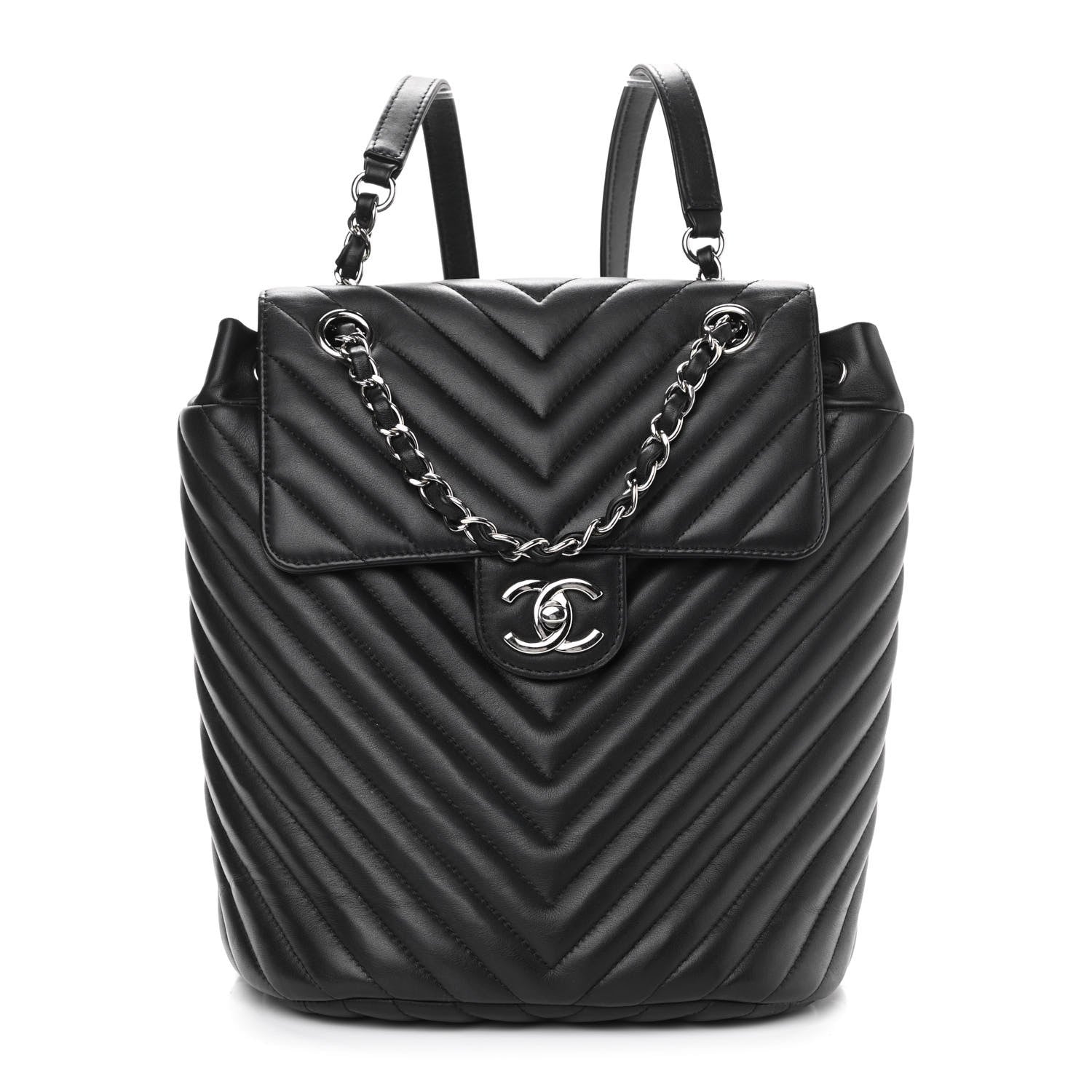 Chanel Calfskin Chevron Quilted Small Urban Spirit Backpack Black 1 of 10