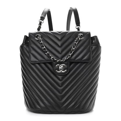 Chanel Calfskin Chevron Quilted Small Urban Spirit Backpack Black 1 of 10